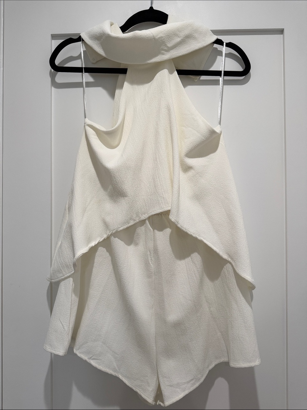 Reverse Cream Layered Halter Romper